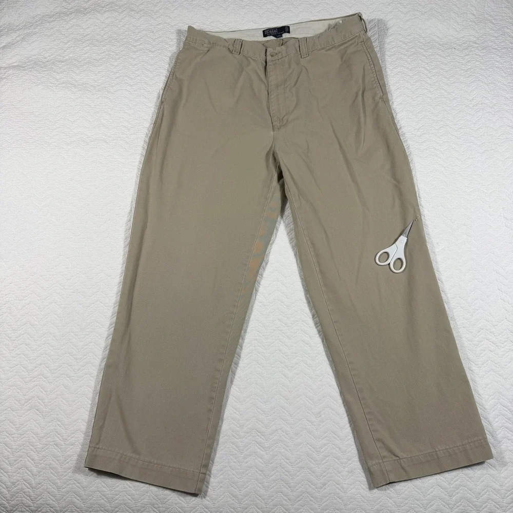 Vtg Polo Ralph Lauren Philip Pant Khaki Chino Flat Front Mens 38x31 (Fits 36x29)